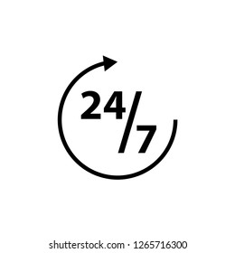 retail symbol : 24/7 service vector icon