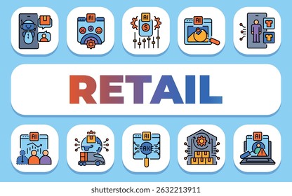 Retail text concept. Shablon for presentation and Infographics. Minimal Clean Icons for Apps and Websites.