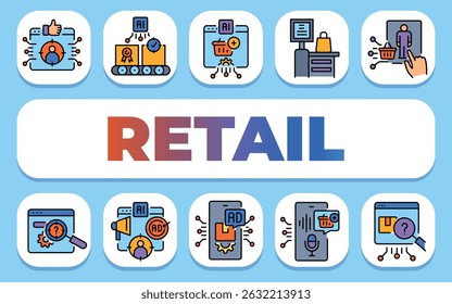 Retail text concept. Shablon for presentation and Infographics. Minimal Clean Icons for Apps and Websites.