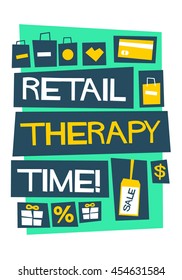 Retail Therapy Time Flat Style Vector Stock Vector (Royalty Free ...