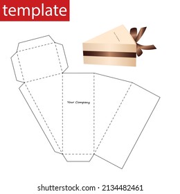 Retail triangular box for cake or pie. A box for one piece. Packaging for food or gifts.