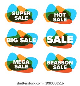 Retail Vector Banners Collection. Vector collection of bright discount bubble tags with lettering composition, banners and stickers