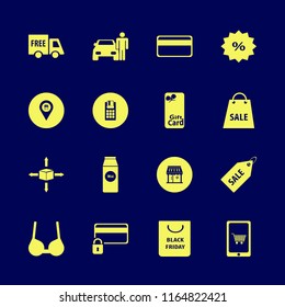 retail vector icons set. with mobile shopping, store location, shop and brassiere in set