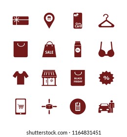 retail vector icons set. with t shirt, shop, mobile shopping and store location in set