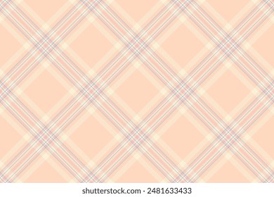 Fondo inconsútil del Vector al por menor, textura textil grungy a cuadros. Patrón festivo de tela de tartán en paleta de colores de látigo de luz y papaya.
