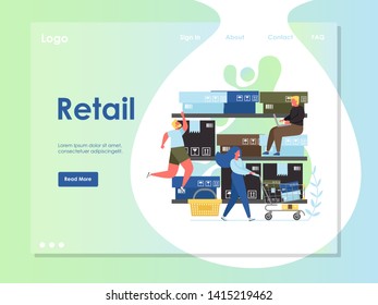 Retail vector website landing page design template
