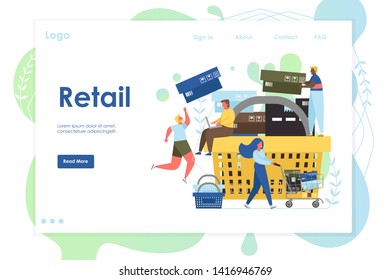 Retail vector website landing page design template