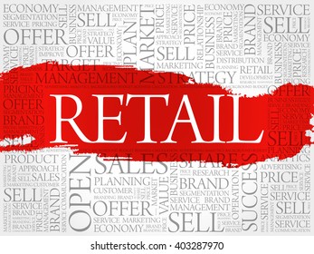 Retail word cloud, business concept background