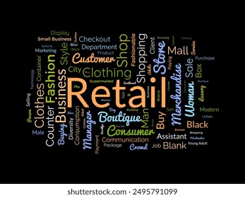 Retail wordcloud template. Business concept vector background.