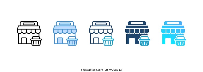 Retailer icon set multiple style collection