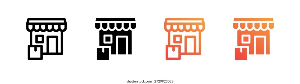 Retailer Multiple Style Icon Set Vector