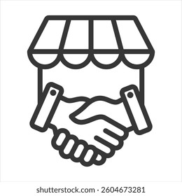 Retailer Partnership Outline Icon Vector Illustration