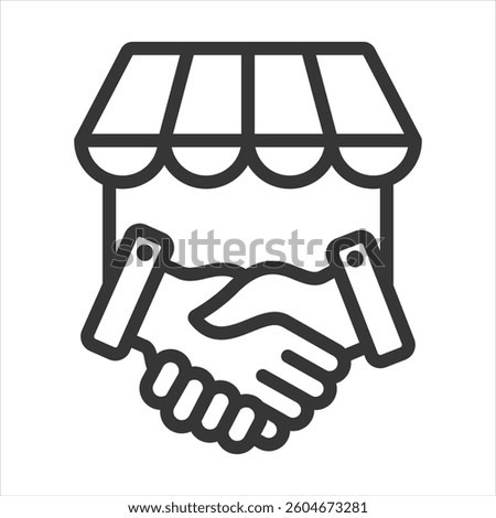 Retailer Partnership Outline Icon Vector Illustration