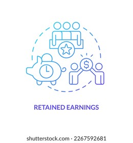 Retained earnings blue gradient concept icon. Company reserves. Source of long term financing abstract idea thin line illustration. Isolated outline drawing. Myriad Pro-Bold font used