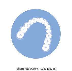 Retainer for holding teeth in position after realigning teeth. Orthodontics treatment. Flat vector illustration.