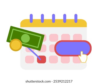 Retainer payment, a monthly payment. Vector simple color flat illustration.