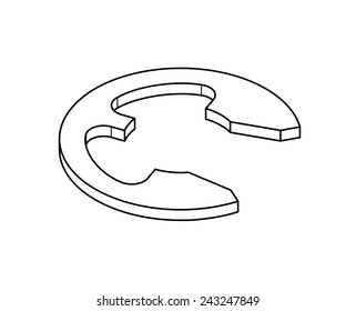Retaining ring isolated on white background.