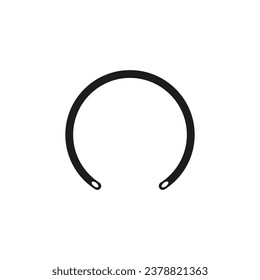 Retaining ring. Snap circlip symbol. Ring stopper. 