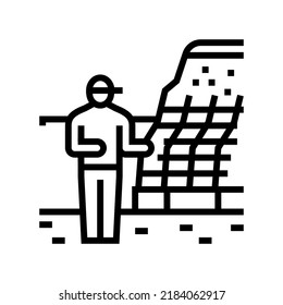 Retaining Wall Installation Repair Line Icon Vector. Retaining Wall Installation Repair Sign. Isolated Contour Symbol Black Illustration