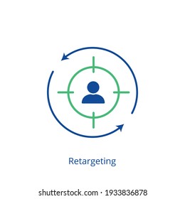 Retargeting flat icon. Digital marketing. Remarketing concept. Online strategy in social media. Vector