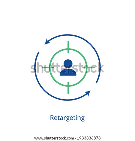 Retargeting flat icon. Digital marketing. Remarketing concept. Online strategy in social media. Vector