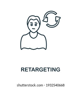 Rückziehsymbol. Einfaches Element aus der Kollektion sozialer Medien. Kreatives Retargeting-Symbol für Webdesign, Vorlagen, Infografiken und mehr