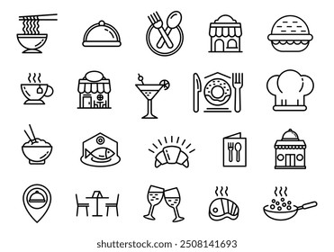 Retaurant Line Icon Element Set