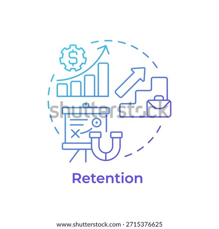 Retention blue gradient concept icon. Keeping talents engaged in workflow. Employee lifecycle. Round shape line illustration. Abstract idea. Graphic design. Easy to use in promotional material,