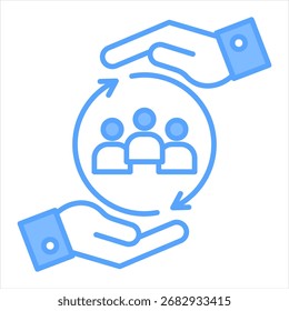 Ilustración vectorial de icono azul de retención