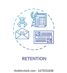 Retention concept icon. Customer loyalty and trust, brand credibility idea thin line illustration. Audience attraction strategies. Vector isolated outline RGB color drawing