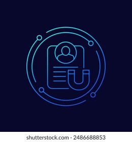 icono de retención con imán, diseño lineal