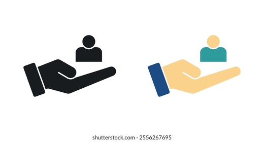 Retention icon set in black and colored versions.