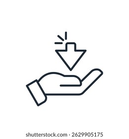 Retention. To keep, to preserve, not to release. Vector linear icon illustration isolated on white background.