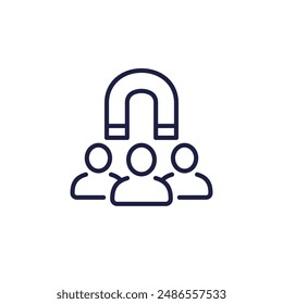 retention line icon, magnet and users