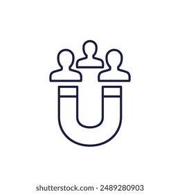 retention line icon with magnet and users