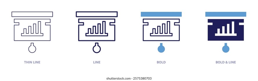 Retention rate icon in 4 different styles. Thin Line, Line, Bold, and Bold Line. Duotone style. Editable stroke.