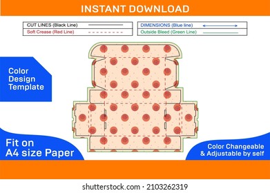 RETFD or Roll end front tuck with dust flap box dieline template and 3D box design