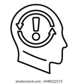 Rethink brain mind icon outline vector. Idea plan problem. Reason innovation