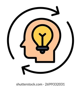 Rethink Icon Lineal Color Design Vector Illustration