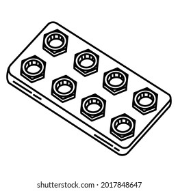 Rethreading Set is Part of Mechanical Equipment Device Hand Drawn Vector Icon Set.