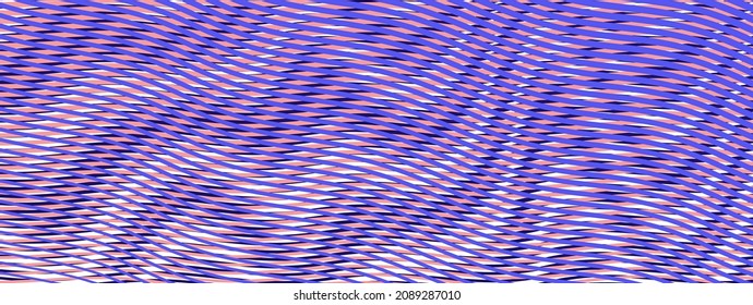 Reticulate digital striped abstract background with moire optical illusion and grid curved lines. Modern background in trendy color very peri. Web design, business card, mobile apps, poster, banner.