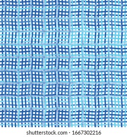 Reticulate, web, net pattern of random wavy, zig-zag blue lines. Distorted lines