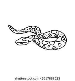 
Reticulated Python animal line art flat vector illustration.