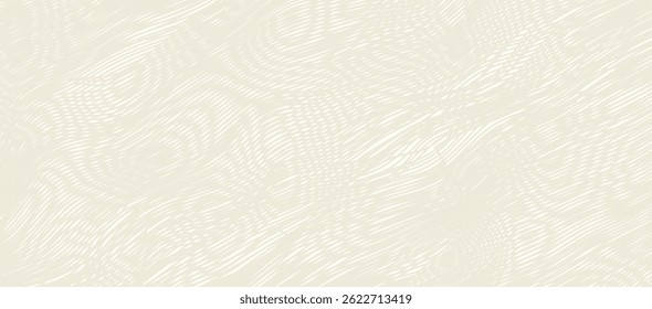 Reticulated texture of lines and moire effect. Crossing ripples linear background with stabilized filling of intersecting white and beige wavy lines. Vector overlay pattern