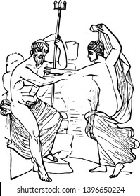Reticulum is a caul or coif of network for covering the hair vintage line drawing or engraving illustration.