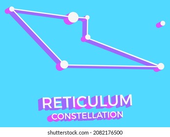 Reticulum constellation 3d symbol. Constellation icon in isometric style on blue background. Cluster of stars and galaxies. Vector illustration