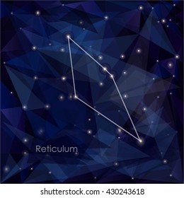 Reticulum constellation in night sky, background s a triangulation