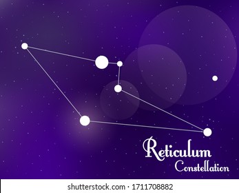 Reticulum constellation. Starry night sky. Cluster of stars, galaxy. Deep space. Vector illustration