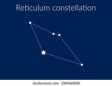 Reticulum zodiac constellation sign with stars on blue background of cosmic sky. Vector illustration