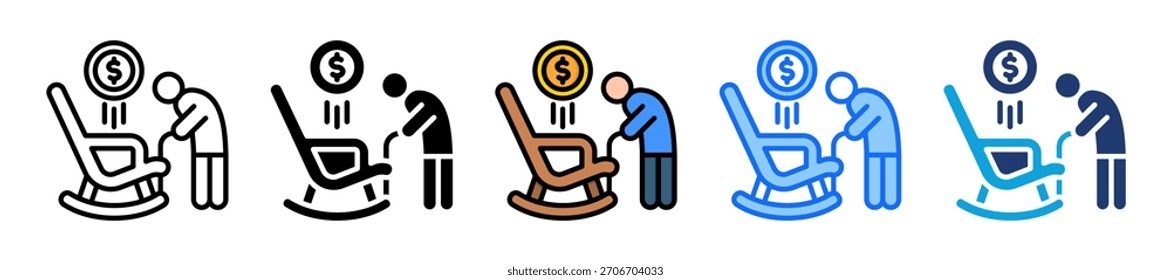Conjunto de iconos de retiro Ilustración vectorial de Colección de estilo múltiple